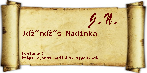 Jónás Nadinka névjegykártya
